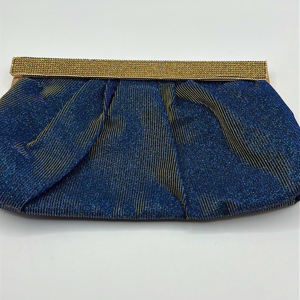 Blue sparkling evening clutch with crystals - Picture 9 of 14